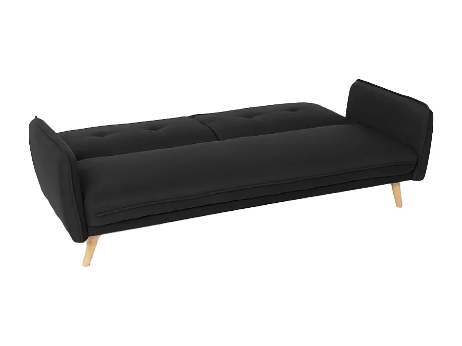 Merida Schlafsofa im Nordischen Design Schlafcouch Clic Clac 3-Sitzer aus Stoff - Schwarz