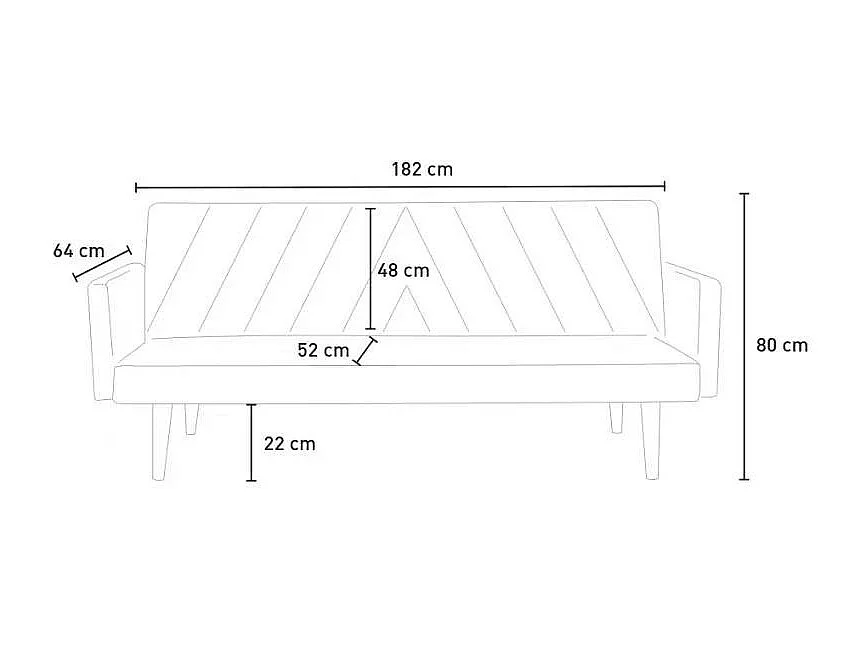 Canapé 3 places convertible inclinable en tissu style nordique Baobab