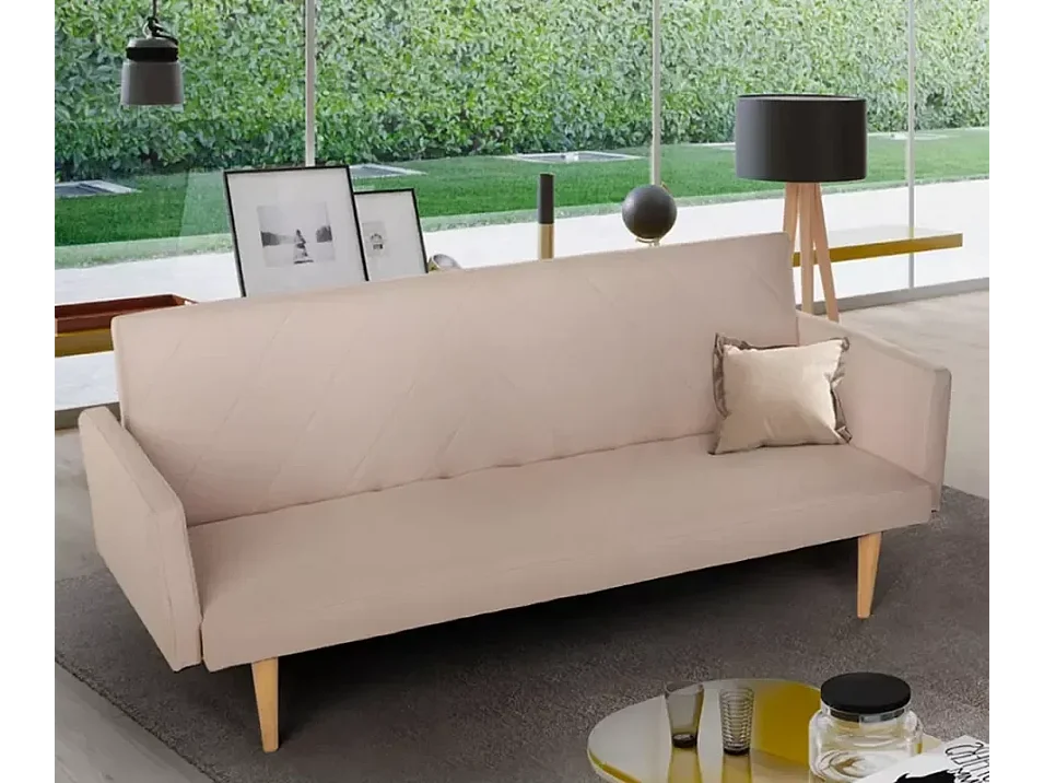 3-Sitzer-Click-Clac-Stoff-Liegesofa Nordic Design Perla - Beige