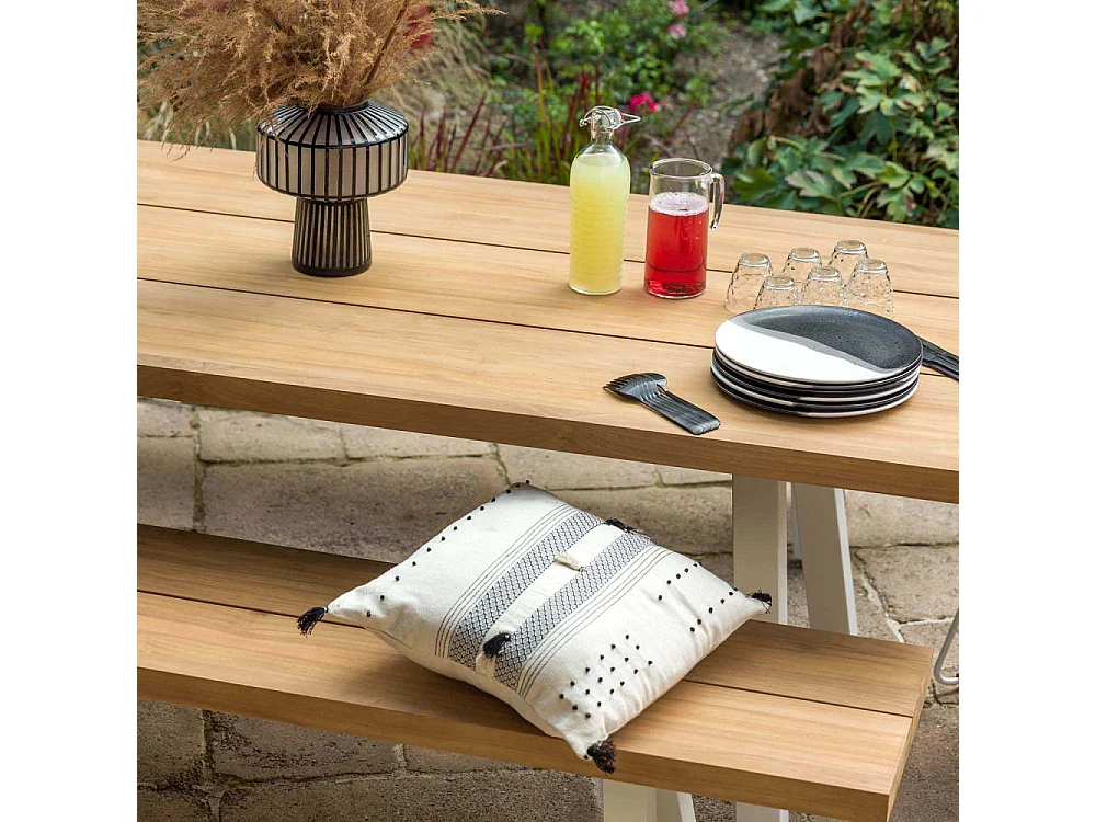 Banc de jardin en aluminium et teck recyclé 4 personnes