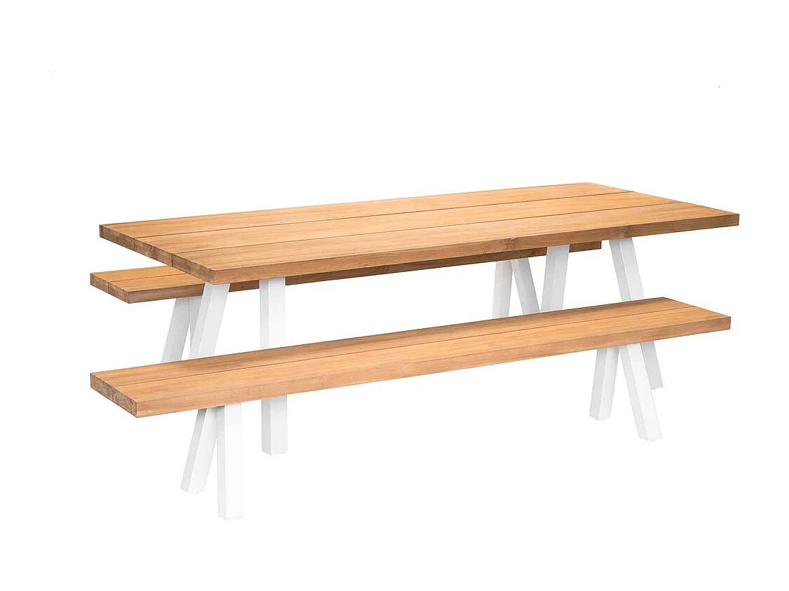 Banc de jardin en aluminium et teck recyclé 4 personnes