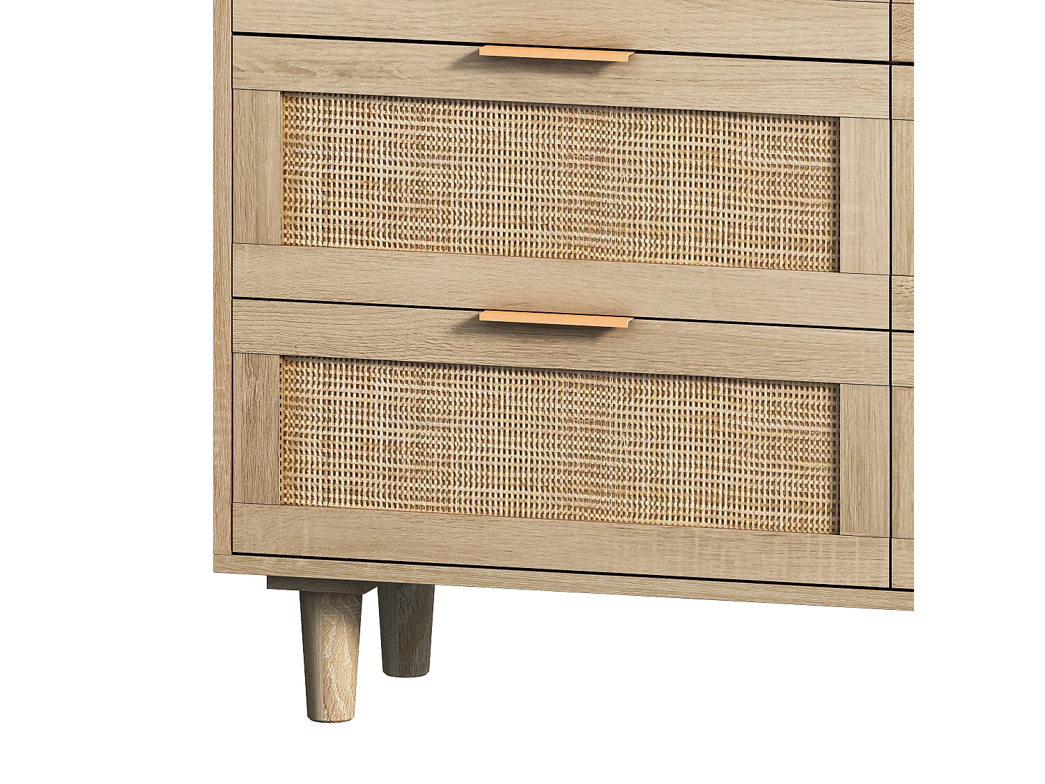 Cômoda de vime natural, 6 gavetas, para quarto e sala, 110x40x75 cm, marrom