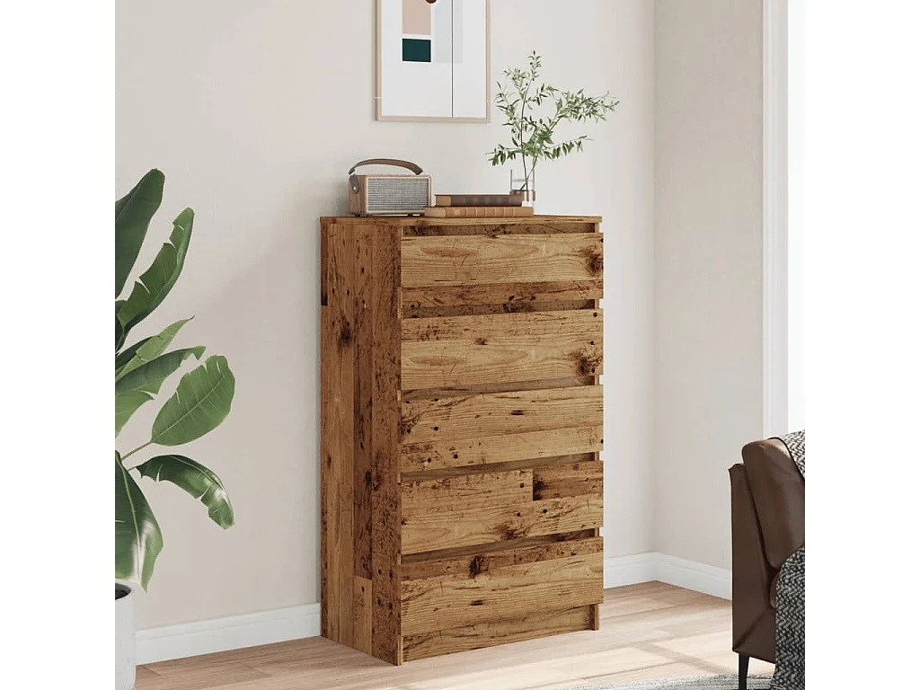 Cassettiera Legno Antico 60x36x103 cm in Legno Multistrato