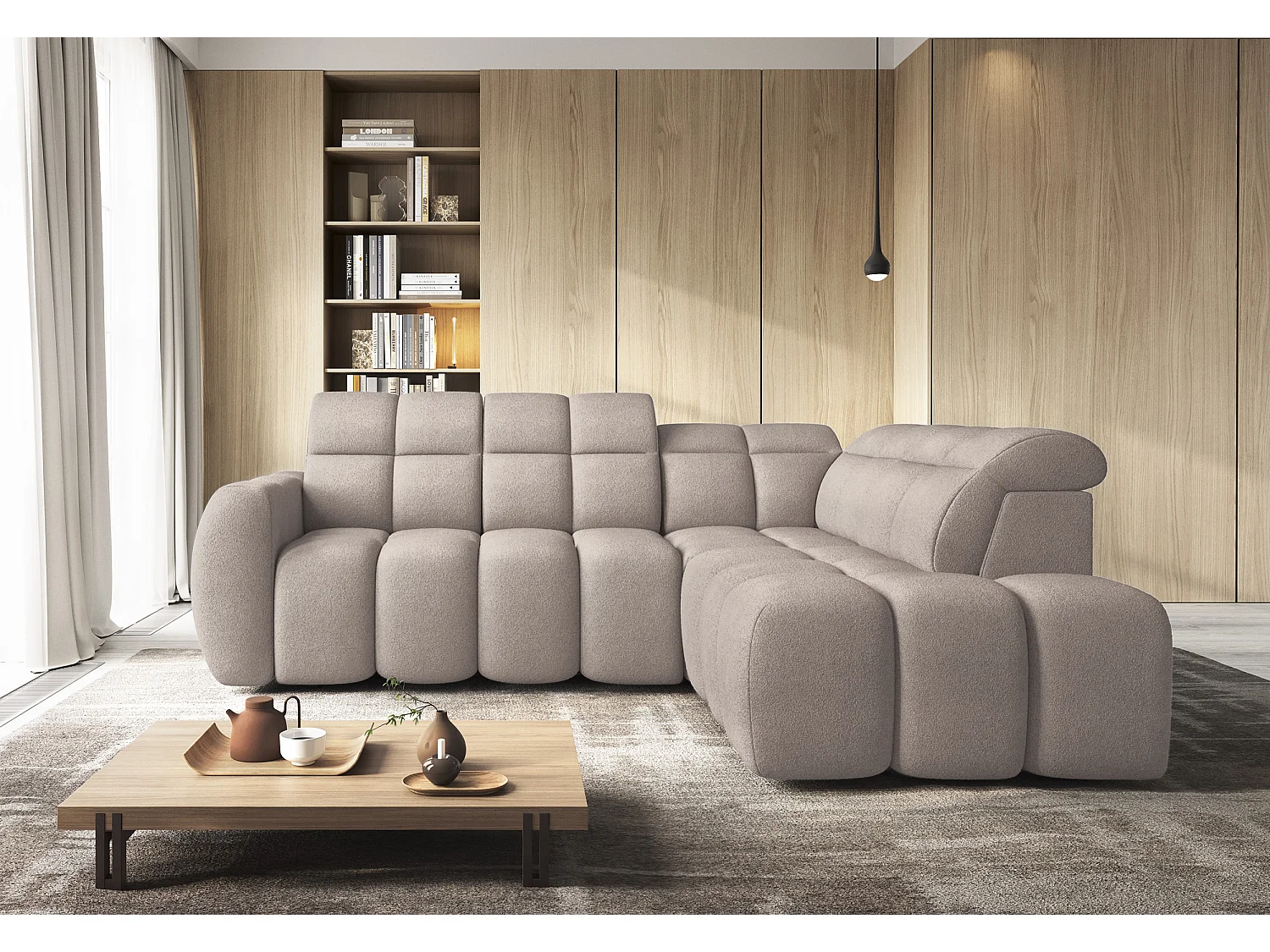 Divano d'angolo Vineam R/Tessuto/Beige