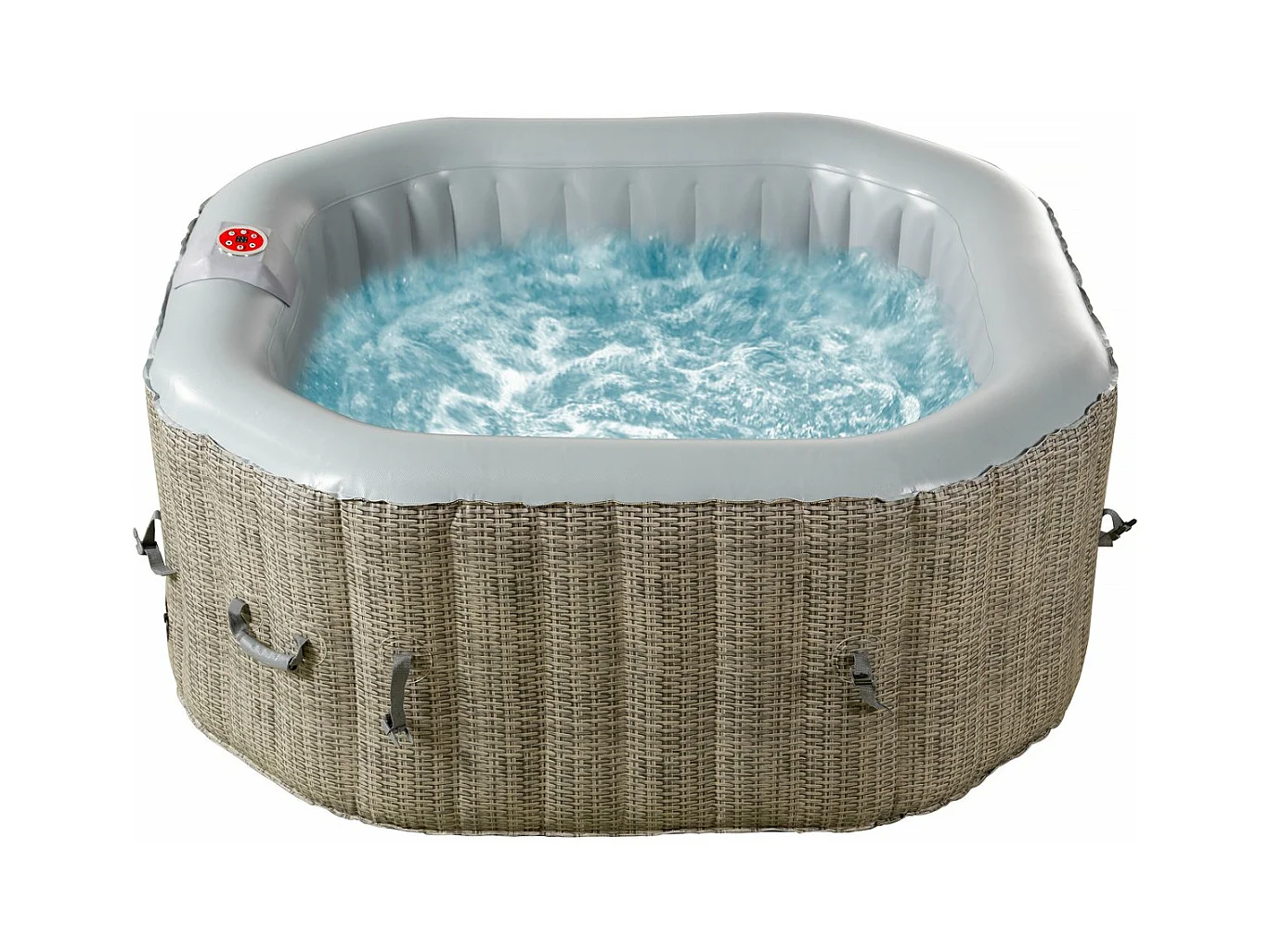 Aufblaser Whirlpool achteckig "Los Angeles" - 4 Personen - Hellgrau/Braun