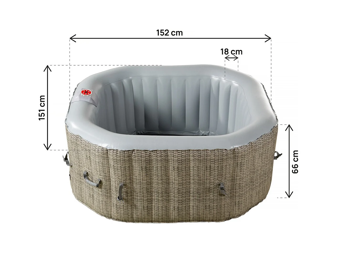 Aufblaser Whirlpool achteckig "Los Angeles" - 4 Personen - Hellgrau/Braun