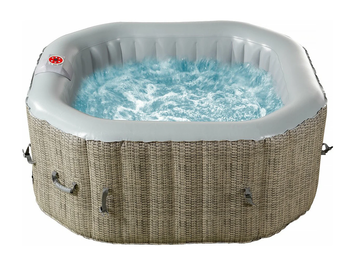 Aufblaser Whirlpool achteckig "Los Angeles" - 4 Personen - Hellgrau/Braun