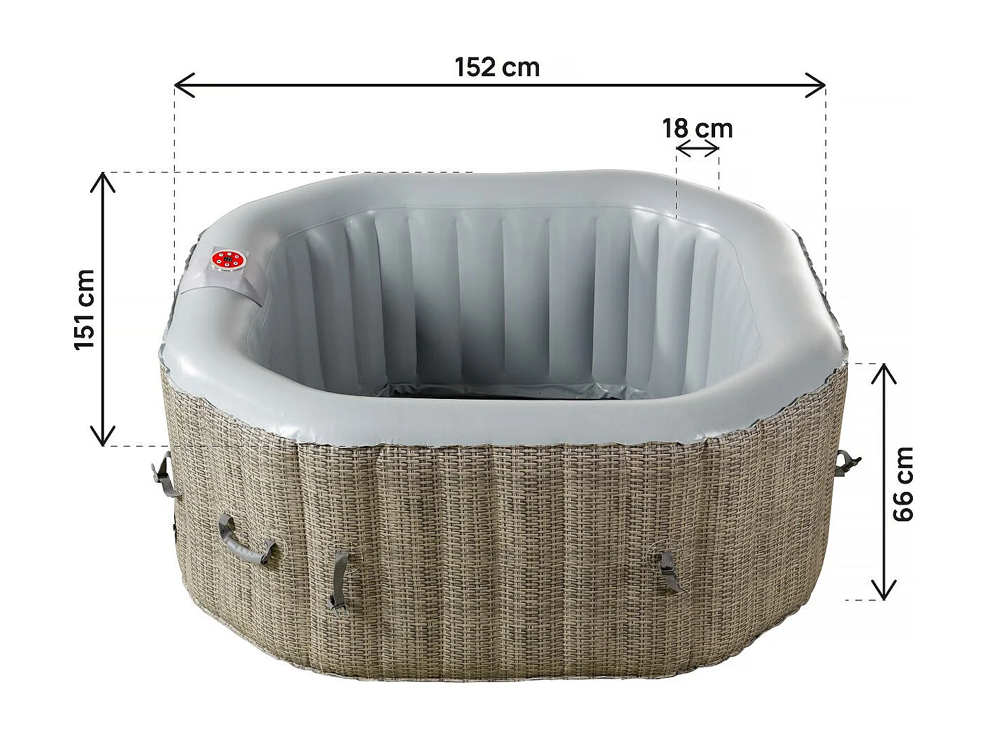 Aufblaser Whirlpool achteckig "Los Angeles" - 4 Personen - Hellgrau/Braun