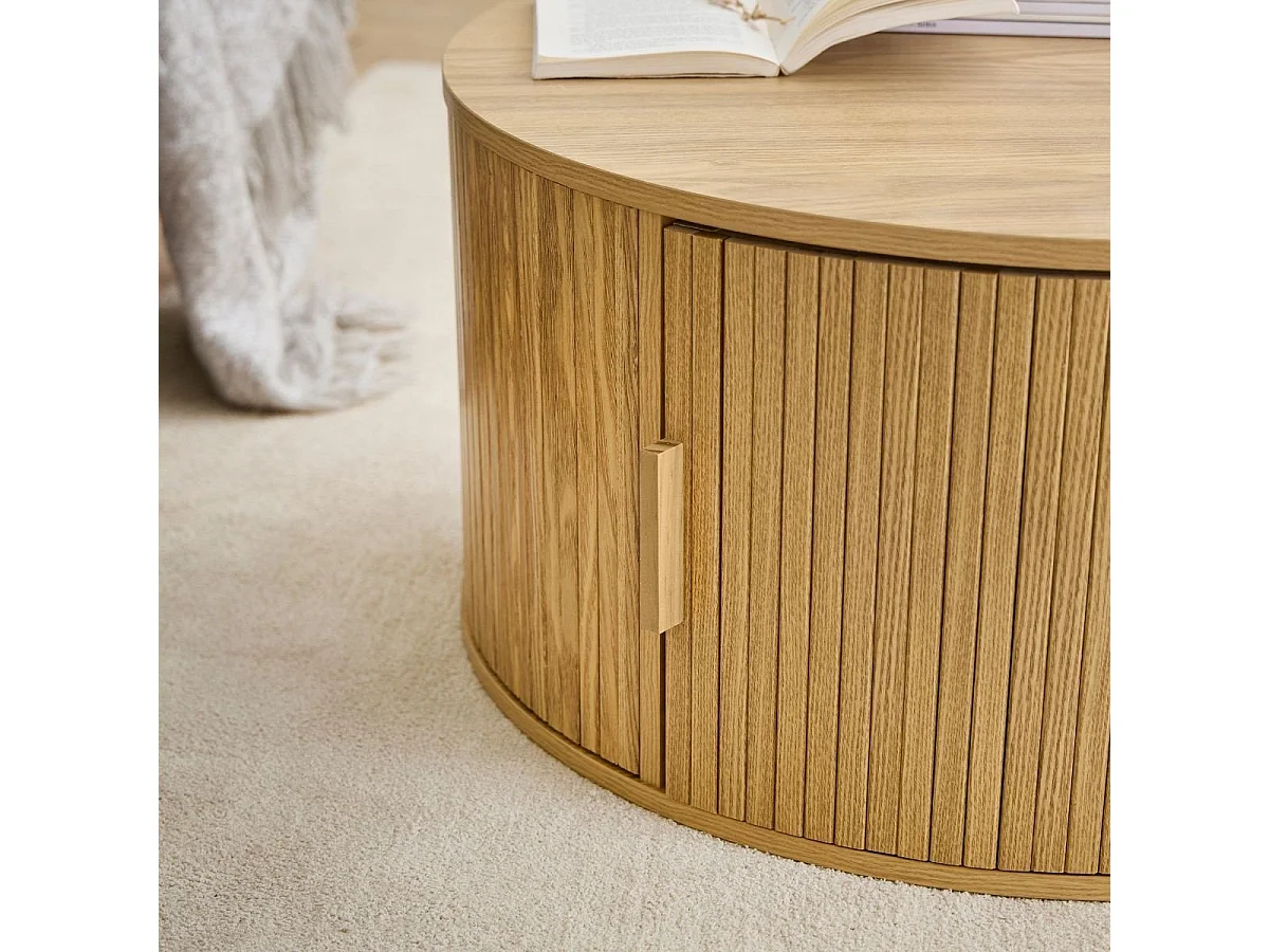 Table basse ronde avec rangement D75 cm - ERNEST