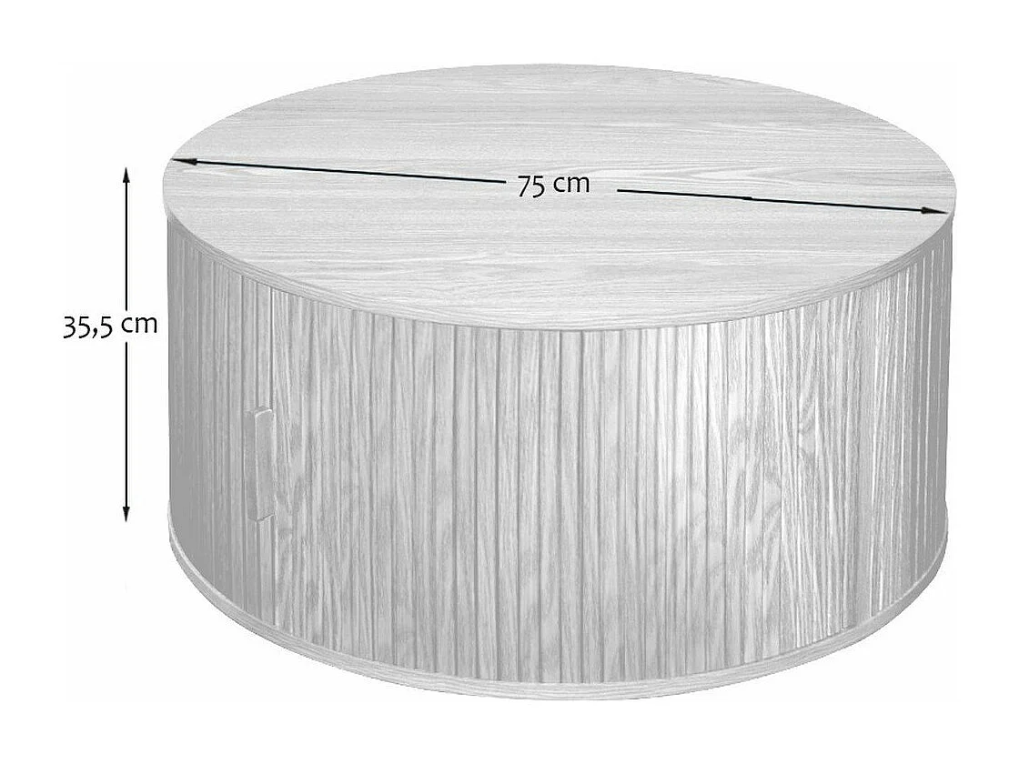 Table basse ronde avec rangement D75 cm - ERNEST