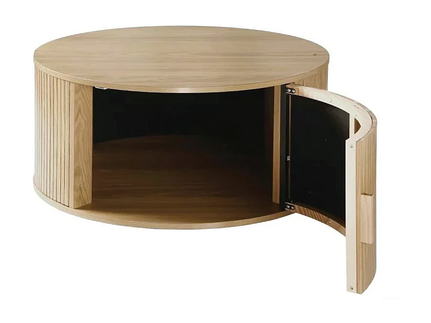Table basse ronde avec rangement D75 cm - ERNEST