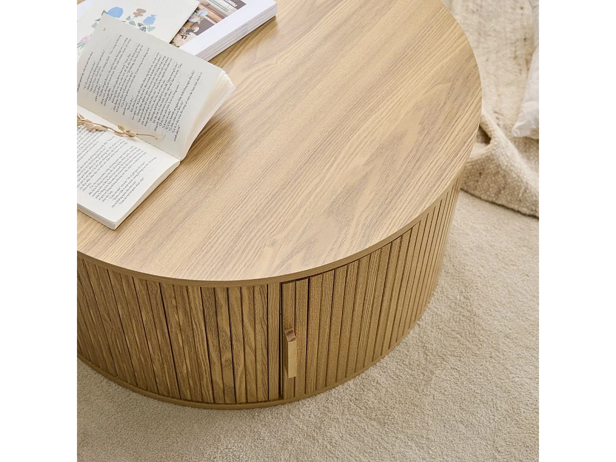 Table basse ronde avec rangement D75 cm - ERNEST