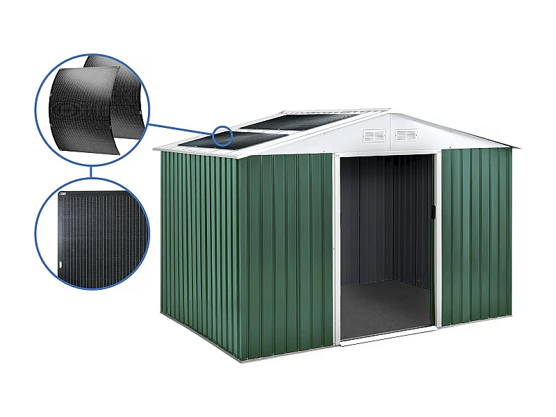 Metalowy domek ogrodowy "Rosas" z panelami słonecznymi - 7,06 m²