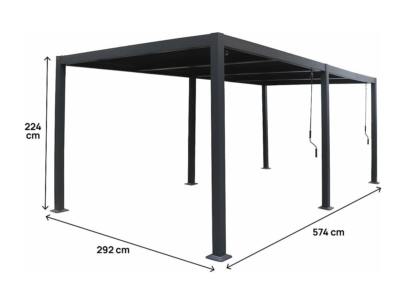 Pergola bioclimática "Windsor" em alumínio 3 x 6 m Cinza