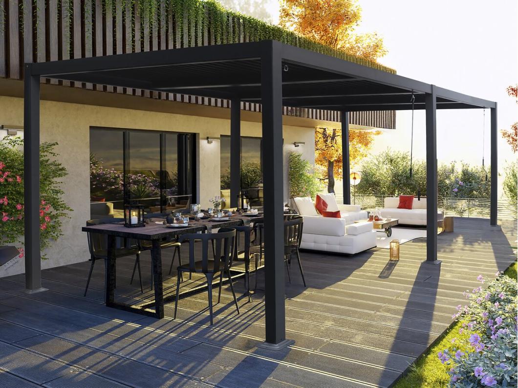 Pergola bioclimatica "Windsor" in alluminio 3 x 6 m Grigio