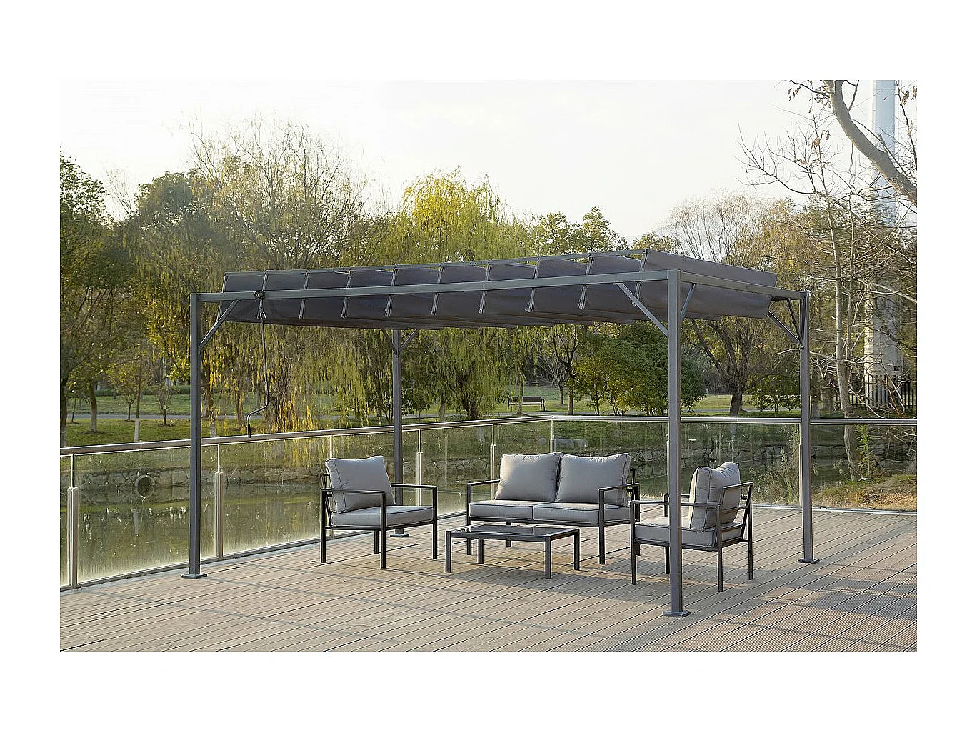 Pérgola bioclimática de tejido <<Lodge>> 3x4 m - Antracita
