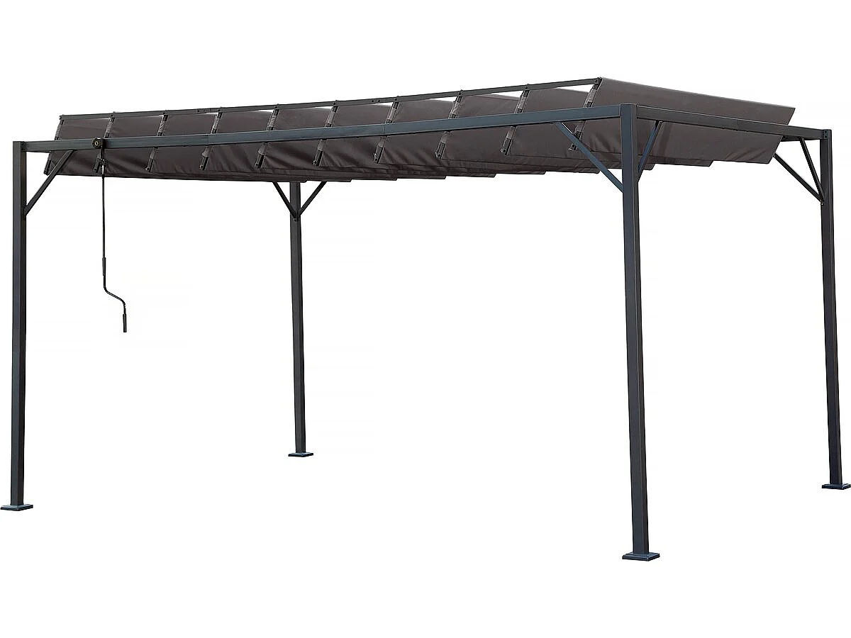 Pergola 3 x 4 m zonwering verstelbaar schaduwdoek "Lodge" - Antraciet