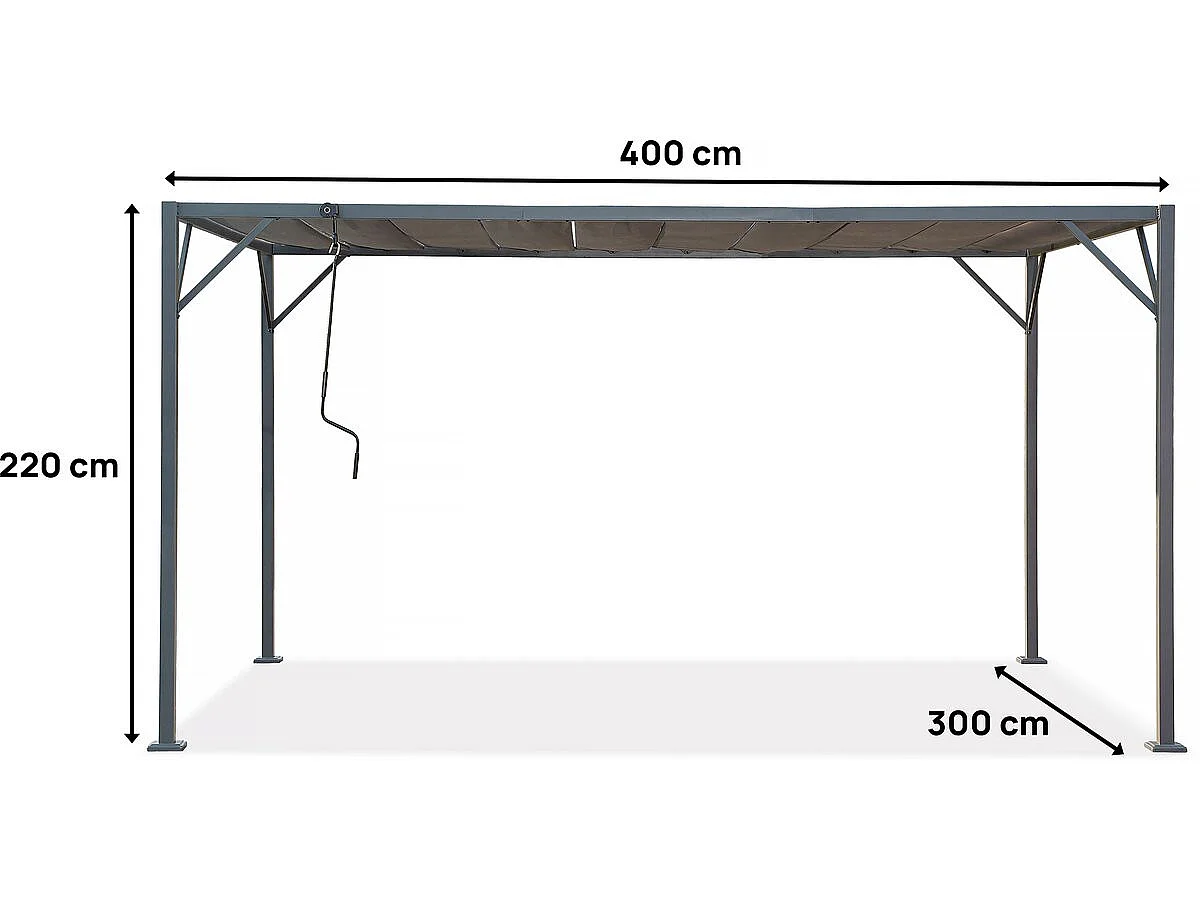Pergola 3 x 4 m zonwering verstelbaar schaduwdoek "Lodge" - Antraciet