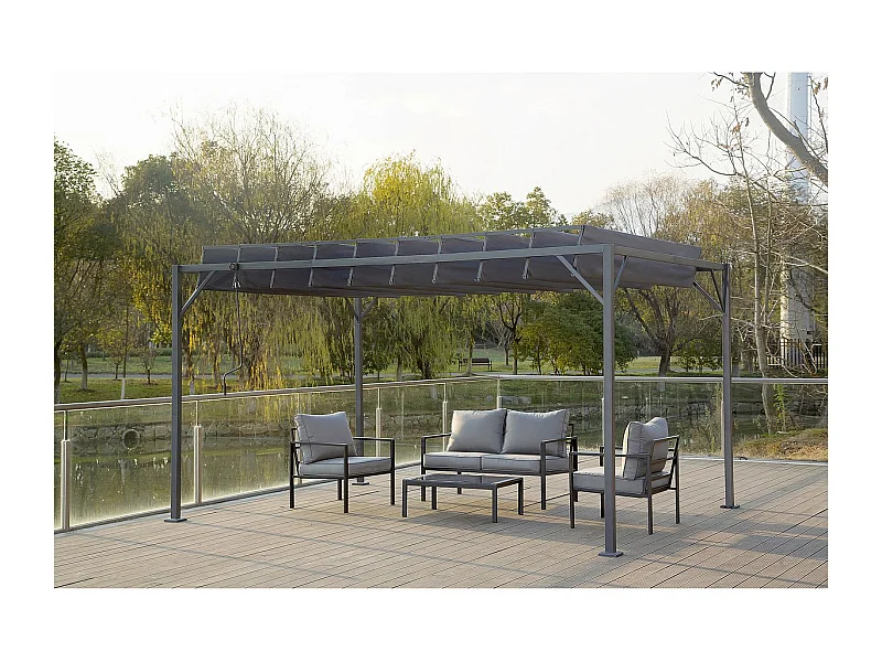 Bioklimatische Pergola aus Stoff "Lodge" 3 x 4 m - Anthrazit
