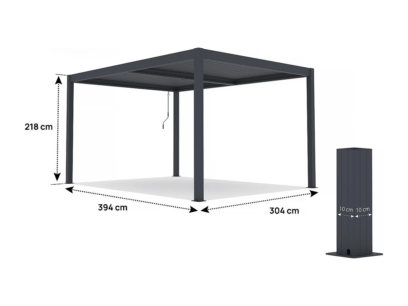 Bioklimatyczna pergola aluminiowa "Windsor" - 3 x 4 m - Antracyt