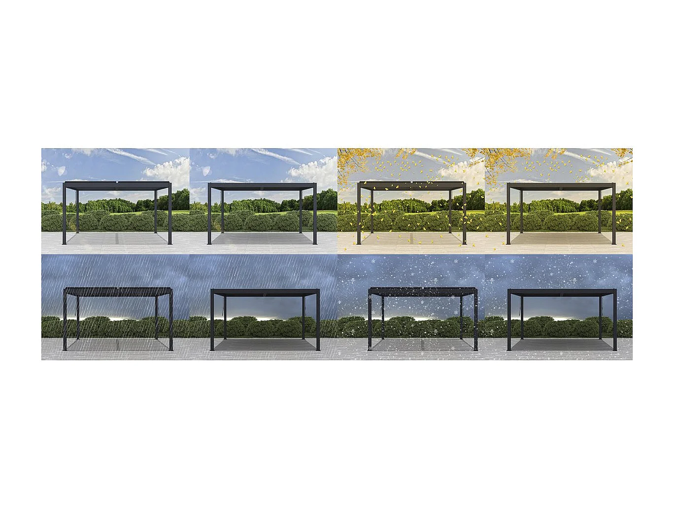 Pergola terrasoverkapping zonwering verstelbaar aluminium "Windsor" - 3 x 4 m - Antraciet