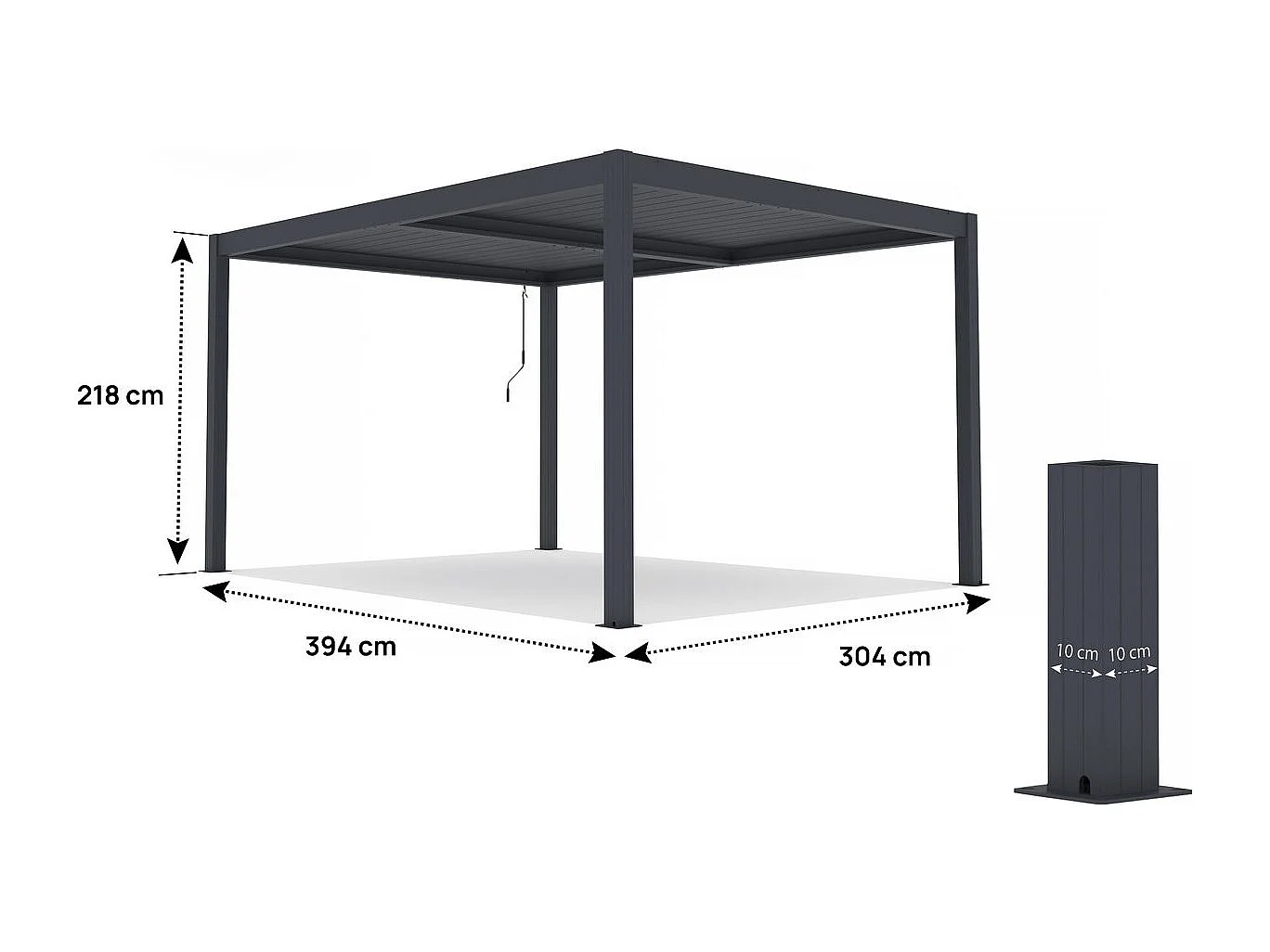 Pergola terrasoverkapping zonwering verstelbaar aluminium "Windsor" - 3 x 4 m - Antraciet
