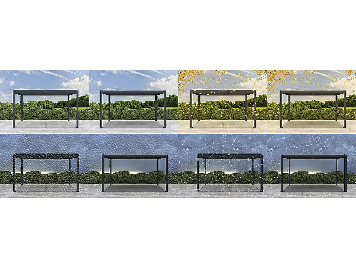 Pergola bioclimatique en aluminium "Windsor" - 3 x 4 m - Anthracite