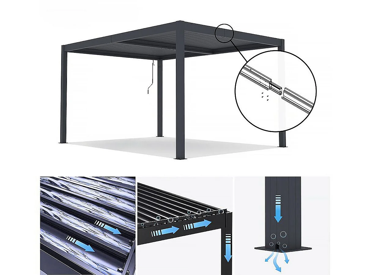 Pergola bioclimatique en aluminium "Windsor" - 3 x 4 m - Anthracite