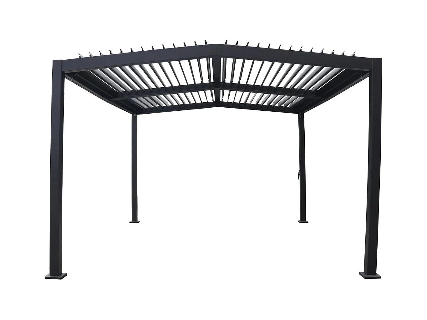 Bioklimatyczna pergola "Victoria" z aluminium i szarego metalu 3,5 x 4 m - Dach wodoszczelne i regulowane listwy