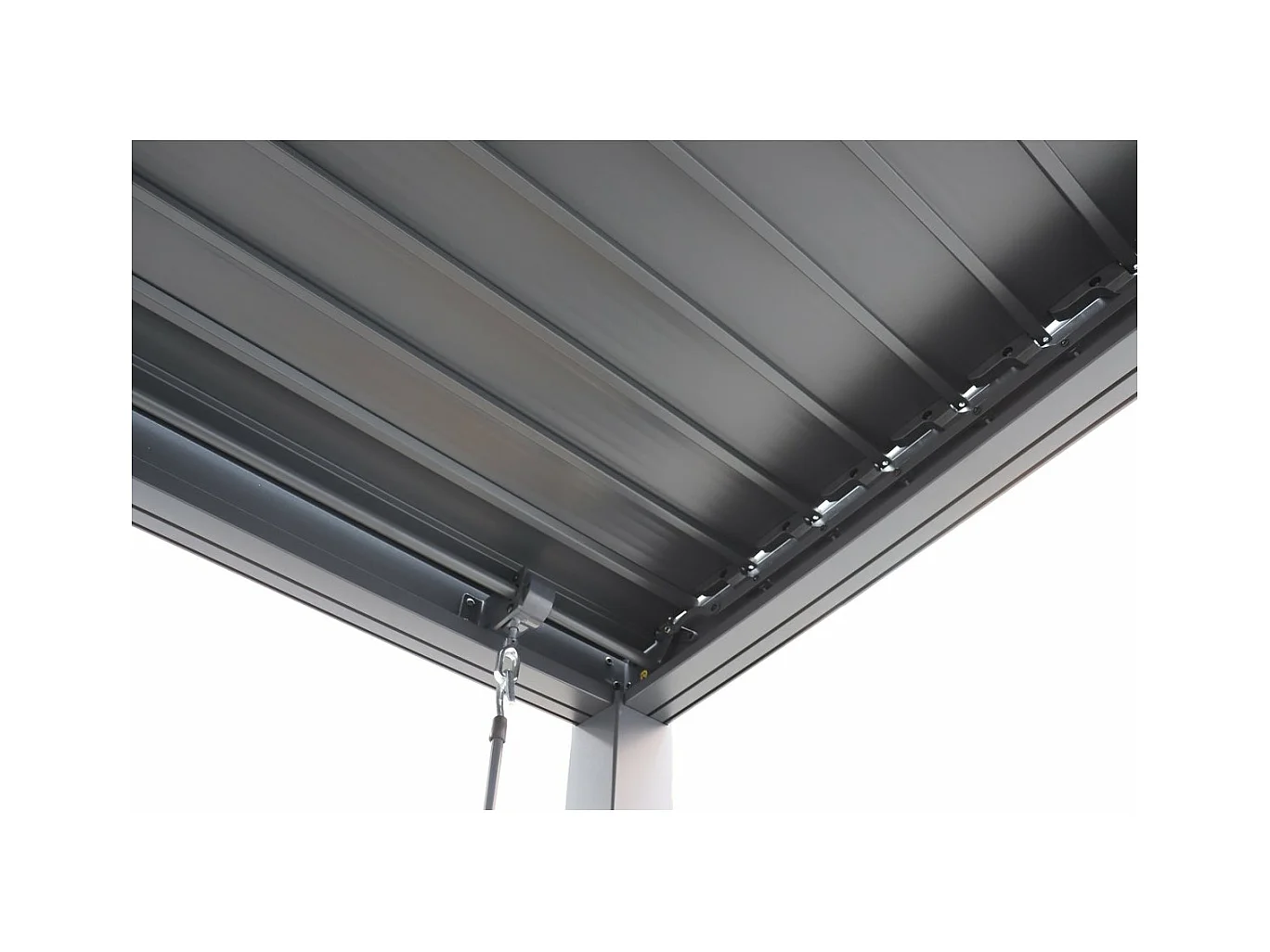 Bioklimatyczna pergola "Victoria" z aluminium i szarego metalu 3,5 x 4 m - Dach wodoszczelne i regulowane listwy