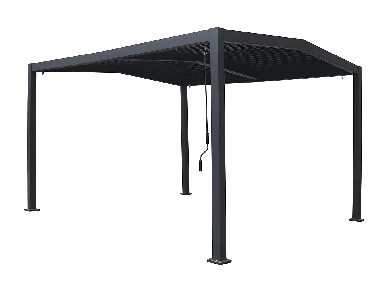 Pergola bioclimatique toit 2 pans "Victoria" en aluminium et métal- 3,5 x 4 m - Gris