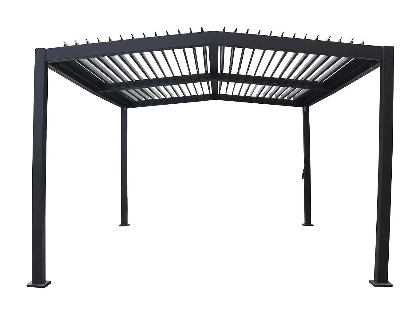 Pergola bioclimatique toit 2 pans "Victoria" en aluminium et métal- 3,5 x 4 m - Gris