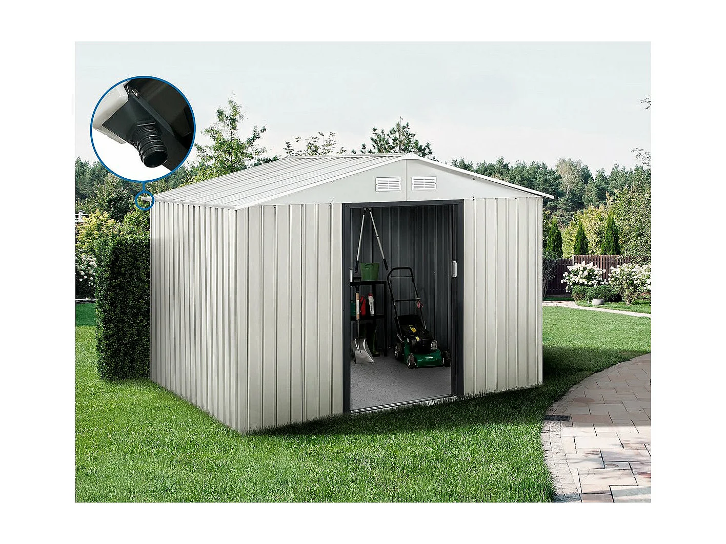 Gerätehaus aus Metall "Nebraska" - 5,29 m² mit Dachrinne