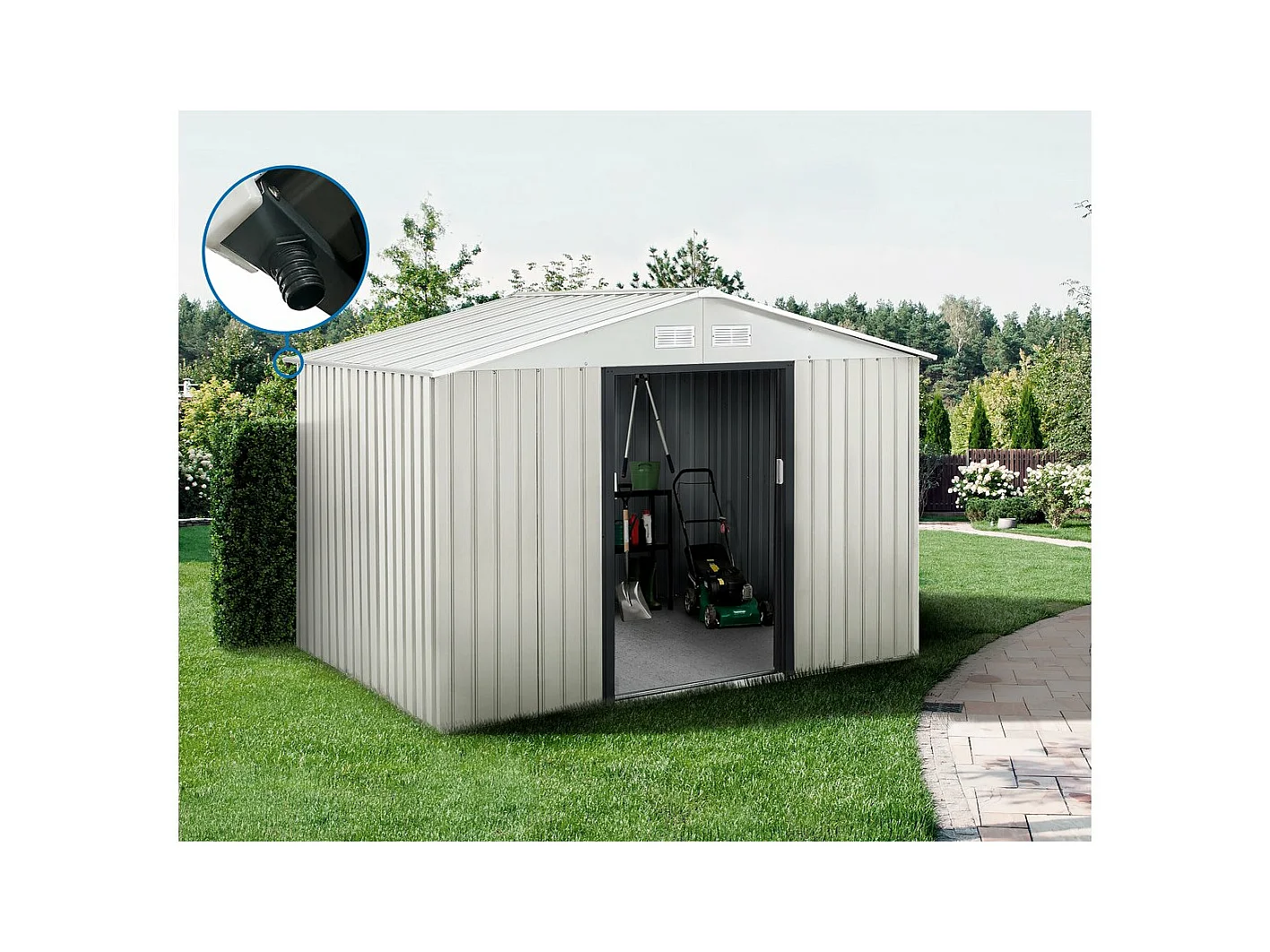 Abri de jardin métal "Nebraska" - 5,29m² avec gouttière