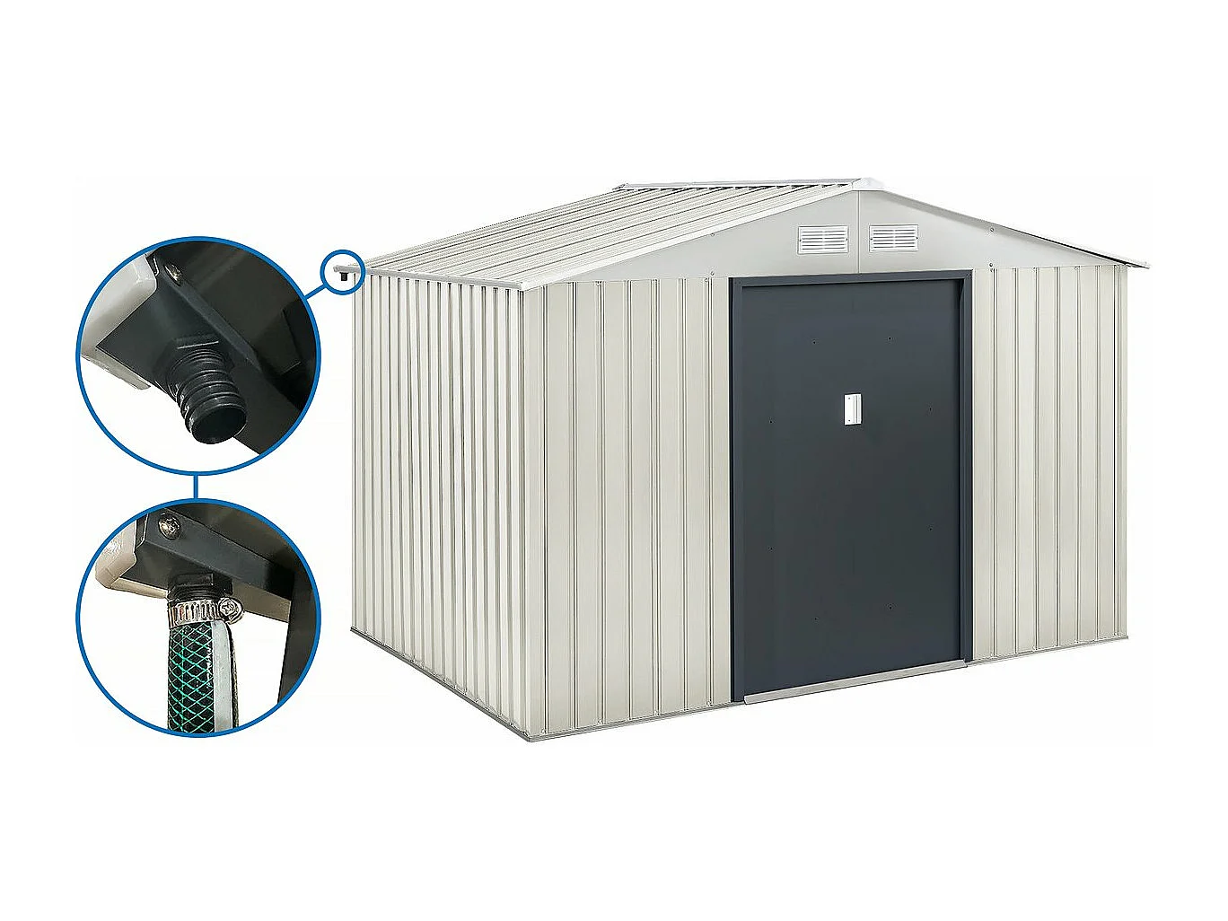 Abri de jardin métal "Nebraska" - 5,29m² avec gouttière