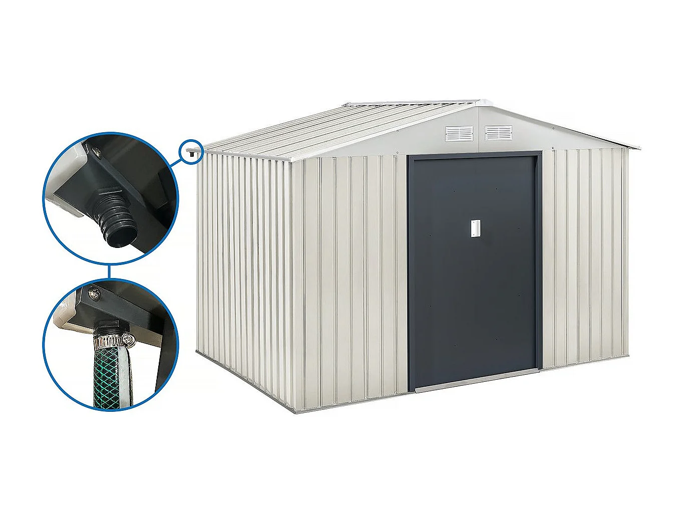 Abri de jardin métal "Nebraska" - 5,29m² avec gouttière