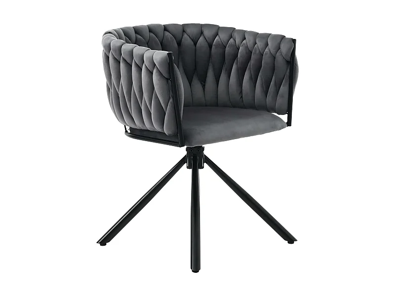 Set von 6 360 ° Drehstühlen, in Samt und Metall, ergonomisch, 46 cm Sitztiefe, Grau