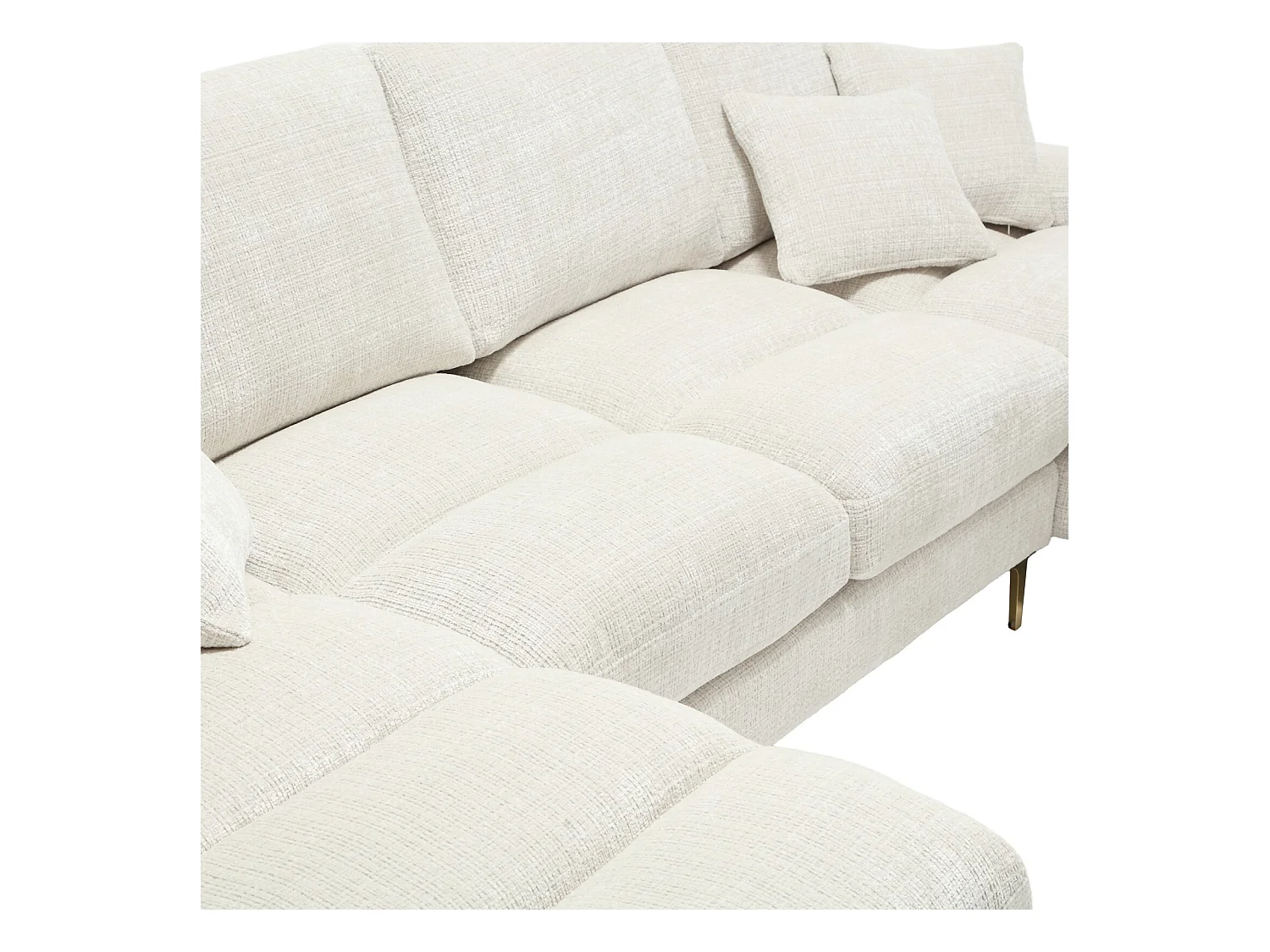 Divano angolare 4 posti, Nel tessuto Caterpillar, telaio in legno massiccio, con cuscini, 272x136x88cm, Beige