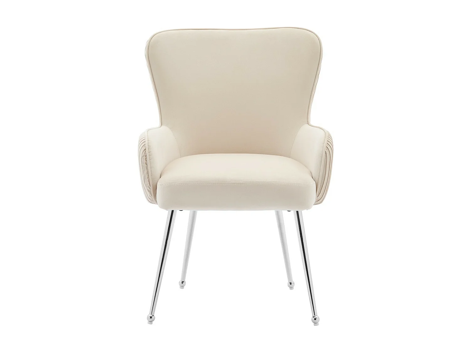 Lot de 6 chaises avec accoudoirs et pieds réglables, Velours et métal, soutien lombaire, Beige