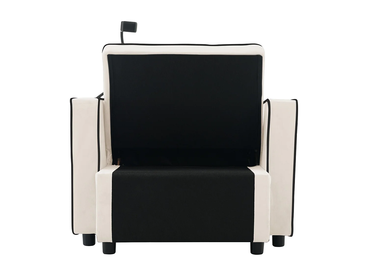 Conversiebank, van fluweel, met bekerhouder en telefoonhouder, 75/167x83x76cm, Beige