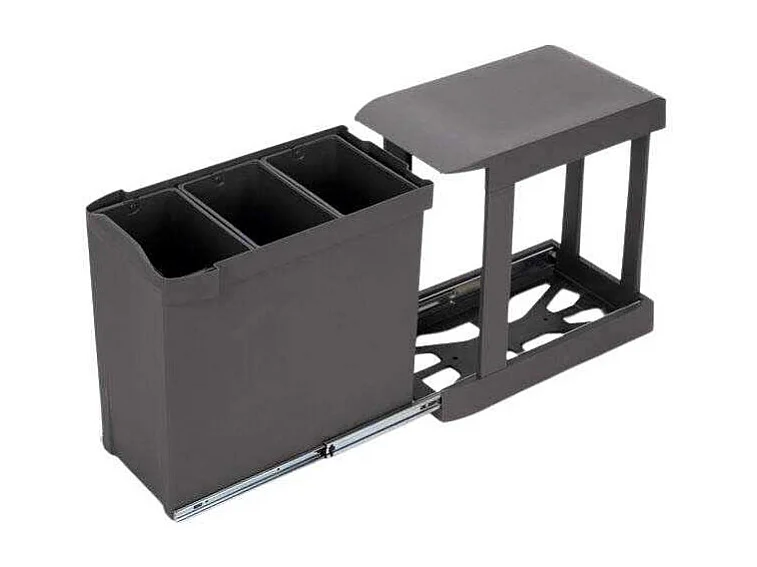 Poubelles de recyclage fixation inférieure et extraction automatique (3 bacs de 10 litres)