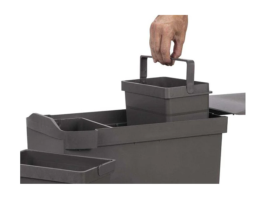 Poubelles de recyclage fixation inférieure et extraction automatique (3 bacs de 10 litres)