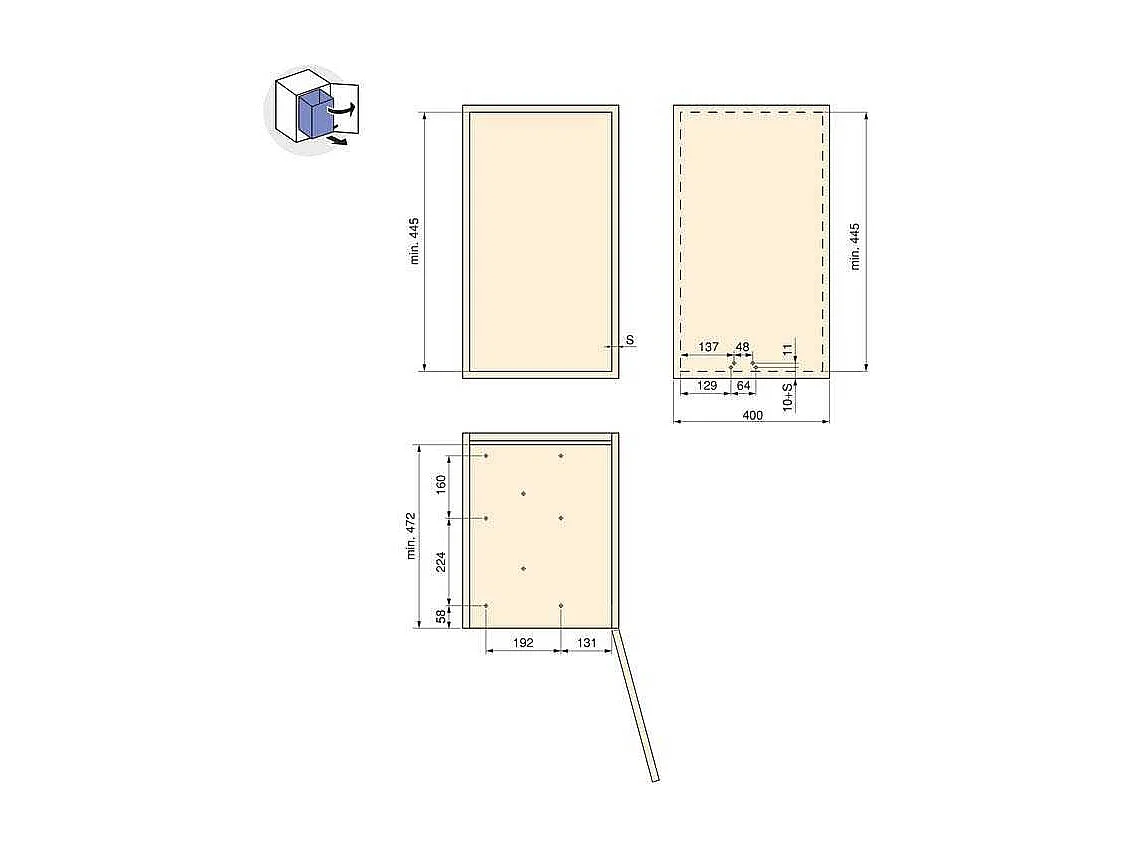 Poubelles de recyclage fixation inférieure et extraction automatique (3 bacs de 10 litres)