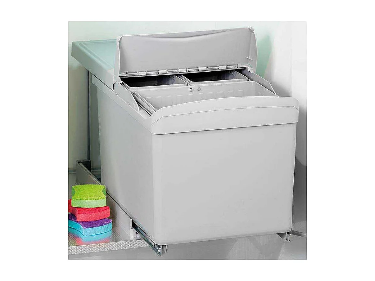 Poubelle de recyclage extraction automatique 3 conteneurs