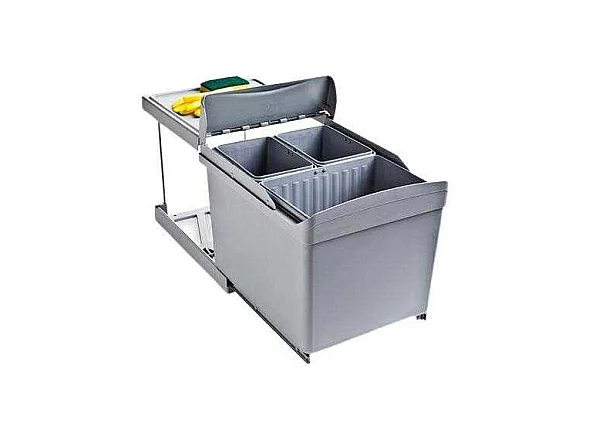 Poubelle de recyclage extraction automatique 3 conteneurs