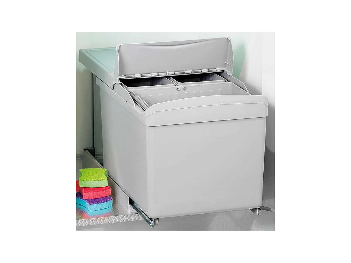 Poubelle de recyclage extraction automatique 3 conteneurs