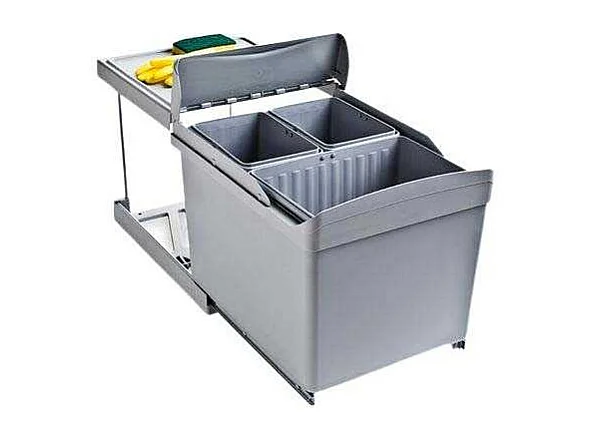 Poubelle de recyclage extraction automatique 3 conteneurs