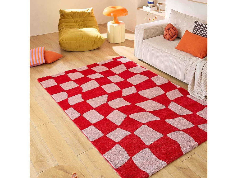 Tapis intérieur à poils longs Swing 383 rouge 80 x 140 cm