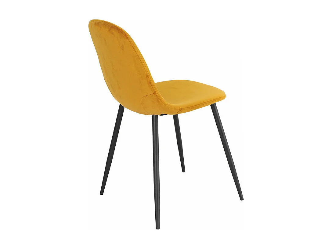 Lot de 2 chaises en tissu velours jaune avec pieds métal noir – BIBA 2