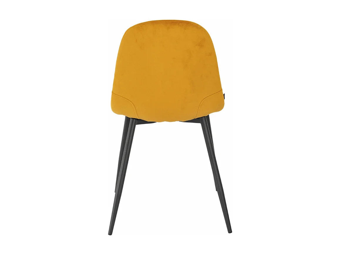 Lot de 2 chaises en tissu velours jaune avec pieds métal noir – BIBA 2